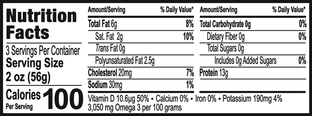 Albacore No Salt 6oz V3 Nutrition Facts