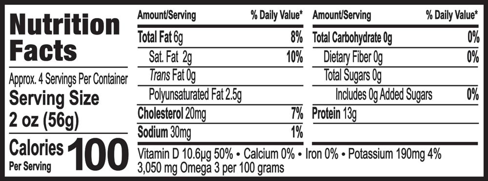 Albacore No Salt 7.5oz Nutrition Facts NEW