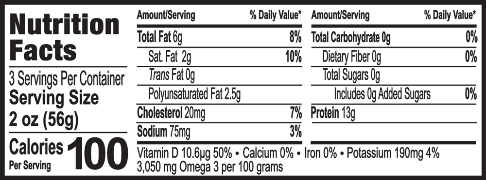 Albacore Salted 6oz Nutrition Facts NEW