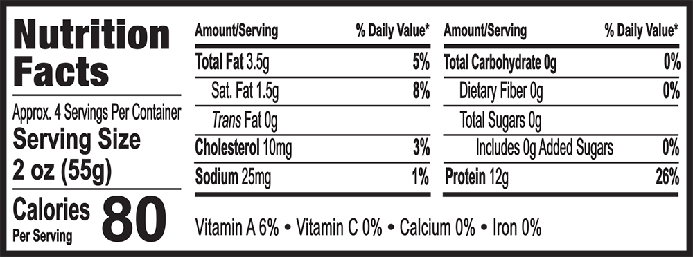 Chinook No Salt 7.5oz Nutrition Facts