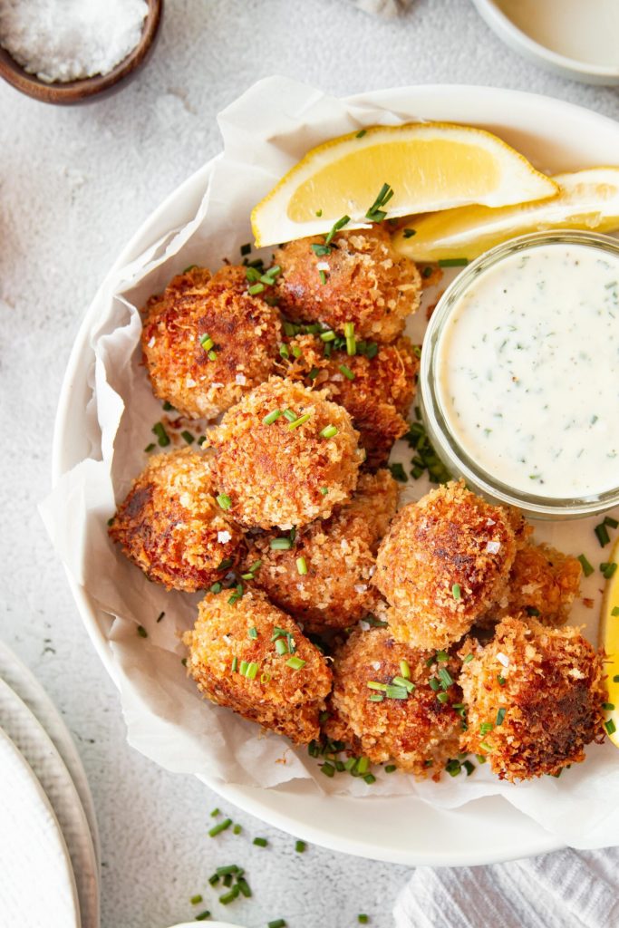 Crab Cake Poppers with Herbed Lemon Aioli