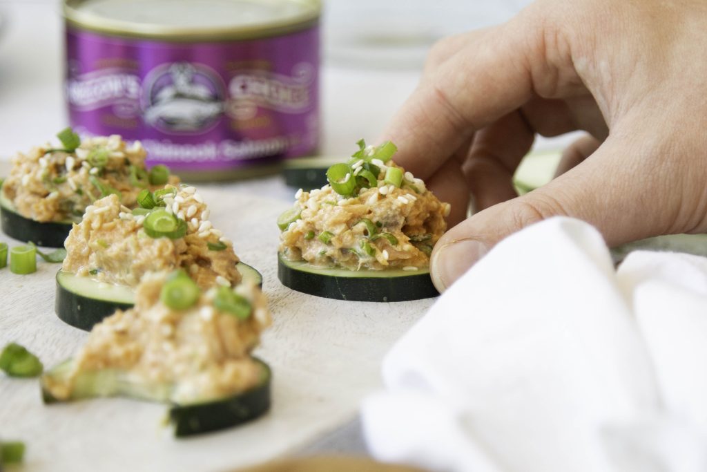 Asian-Style Cucumber Salmon Bites