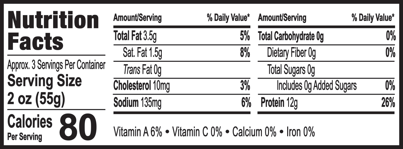 Smoked Chinook 6.5oz Nutrition Facts