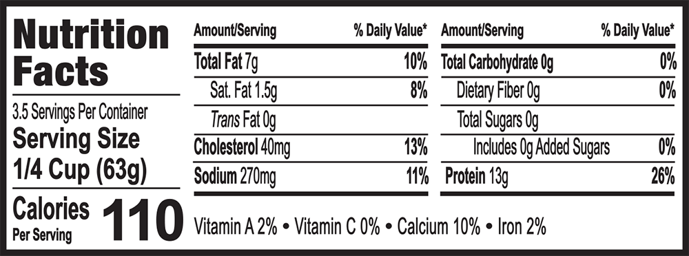 Sockeye 7.5oz Nutrition Facts
