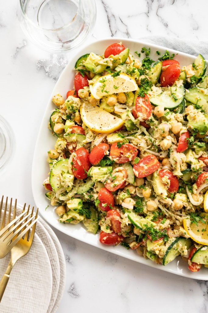 Avocado Tuna Chickpea Salad