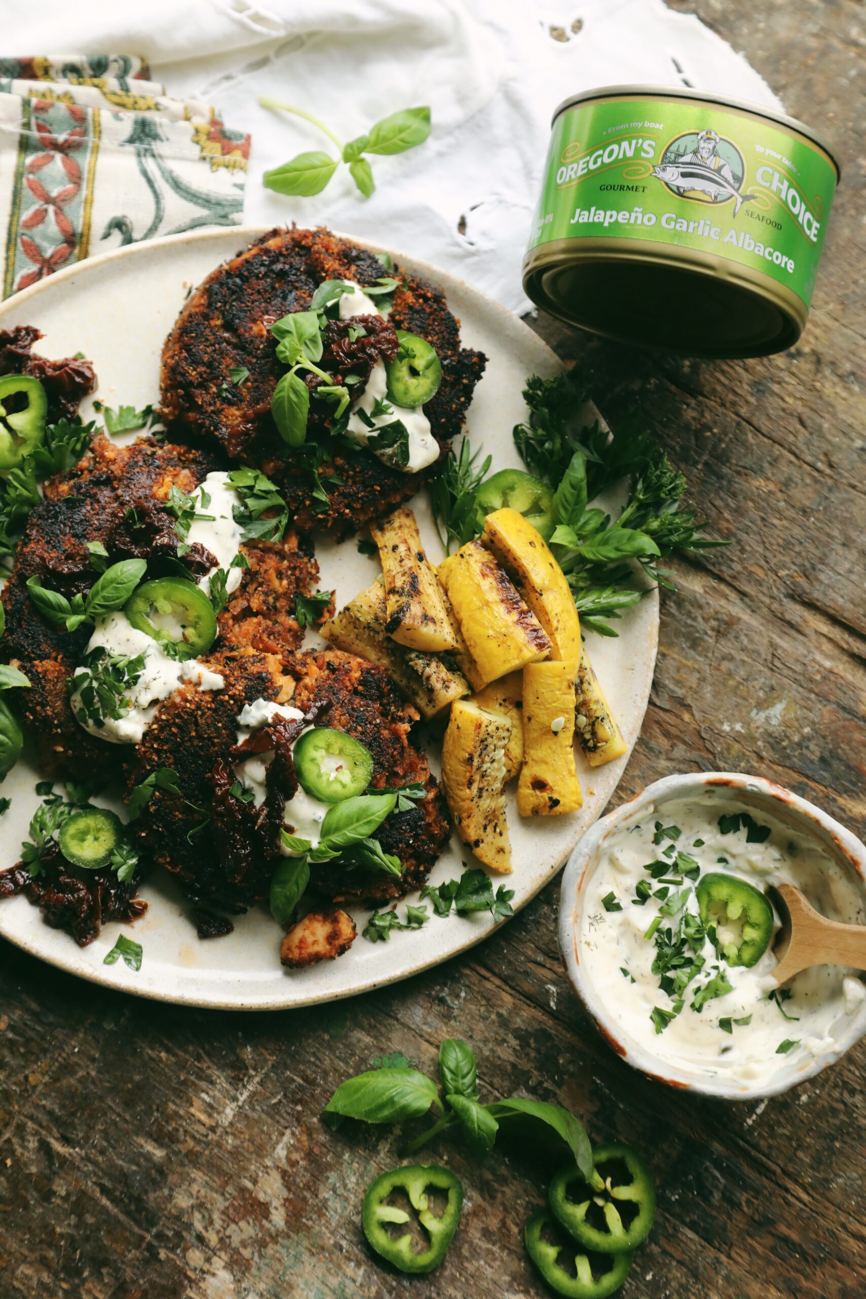 Spicy, Savory, and Packed with Flavor: Jalapeño Garlic Albacore Cakes with Sundried Tomatoes