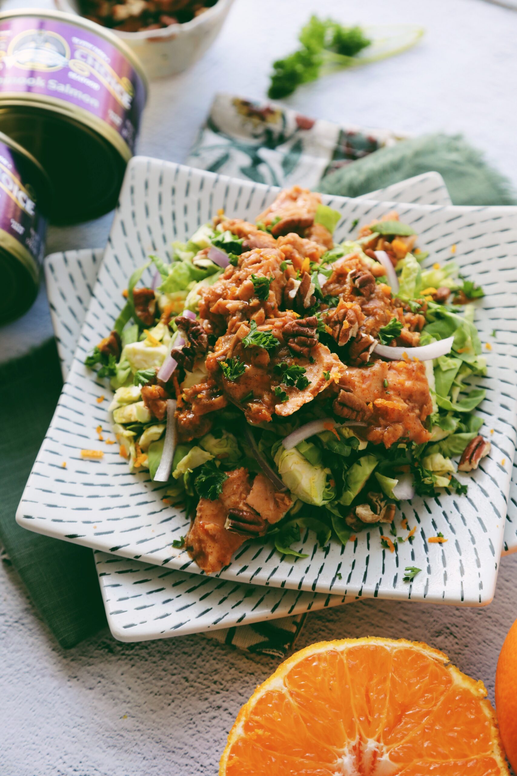 Salmon Maple Orange Brussels Sprouts Salad