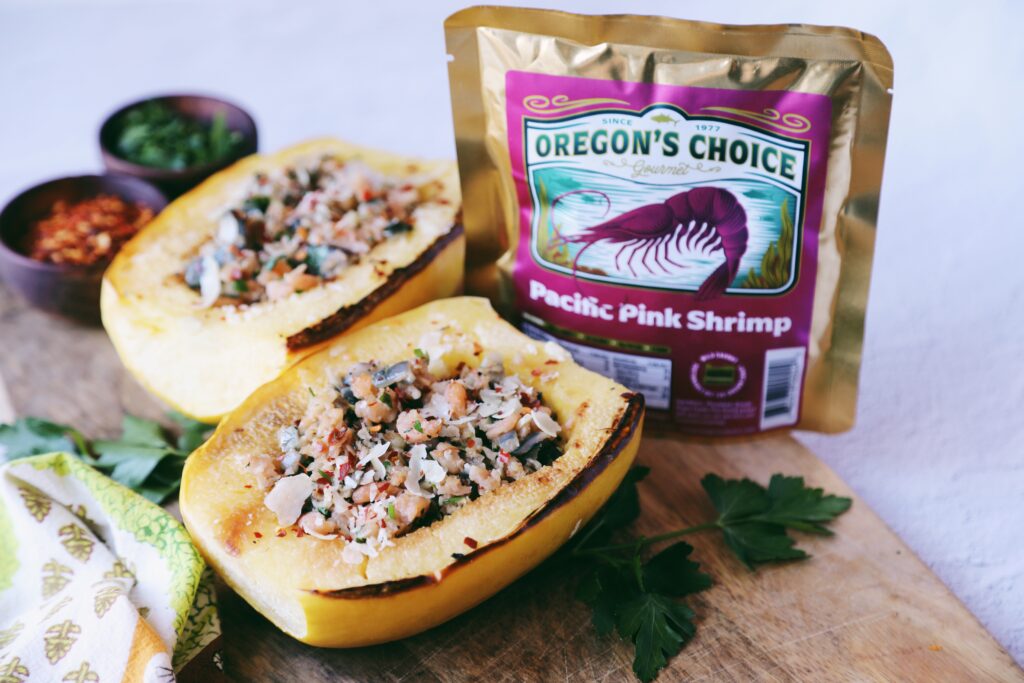 Shrimp Scampi Stuffed Spaghetti Squash