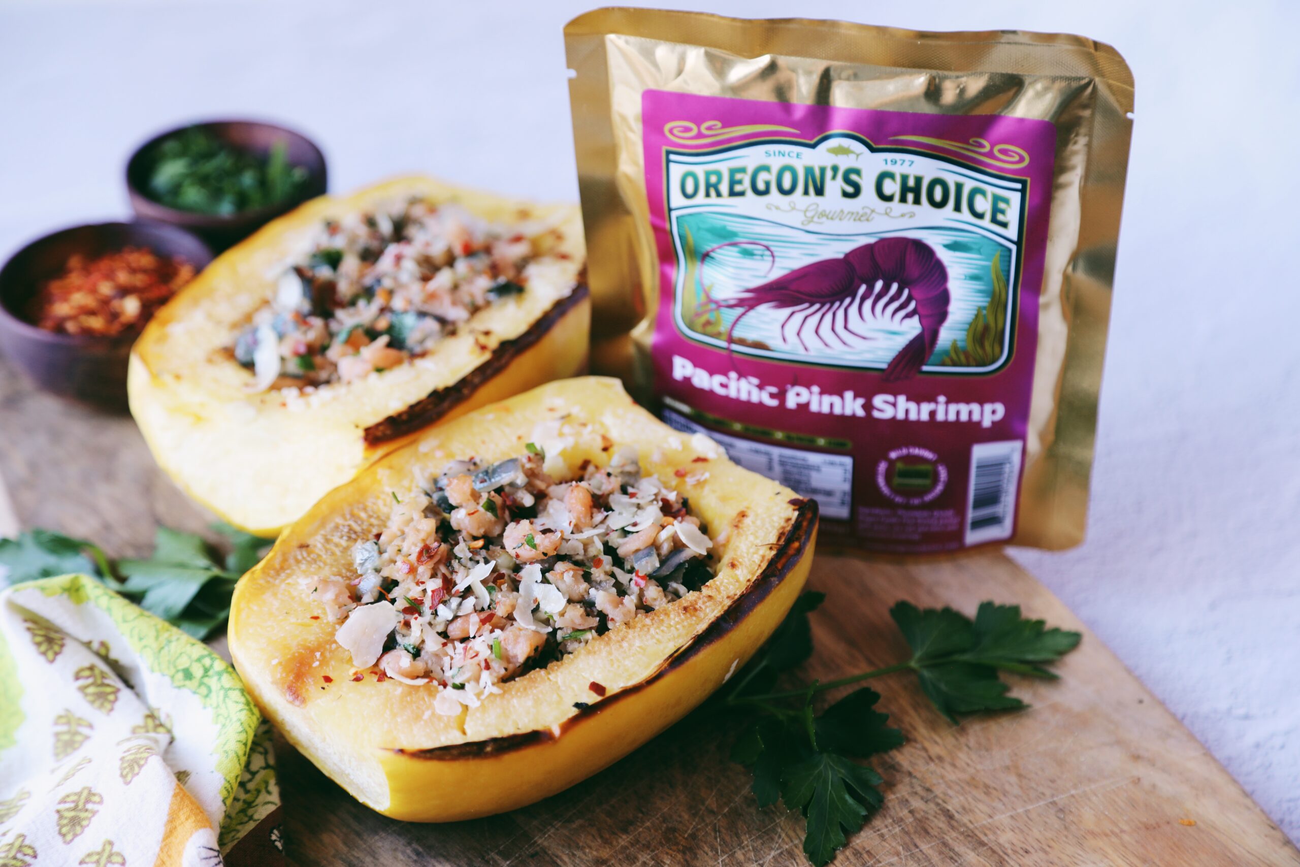 Shrimp Scampi Stuffed Spaghetti Squash