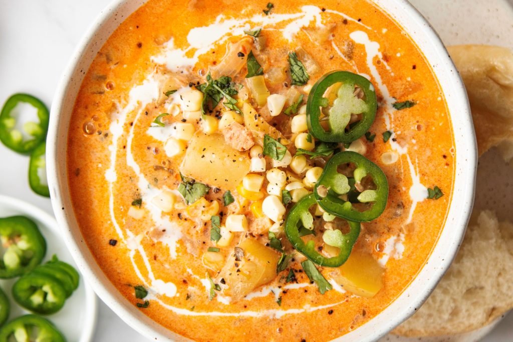 Chinook Salmon Miso Corn Chowder