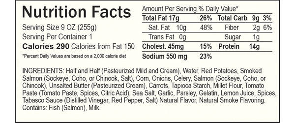 Nutrition facts salmon chowder